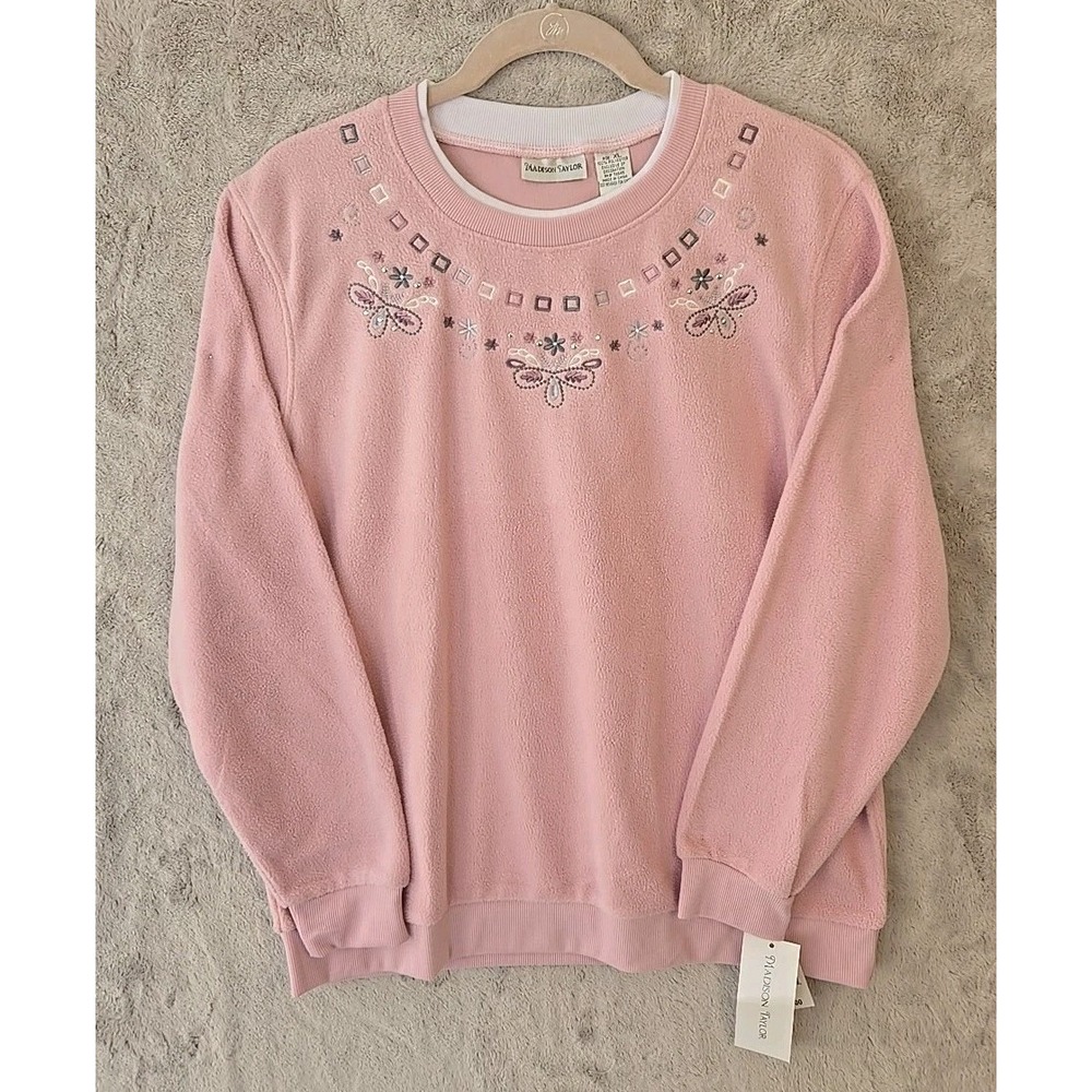 Madison Taylor Womans Crewneck Sweatshirt with Detail Pink‎ Spring Sz XL